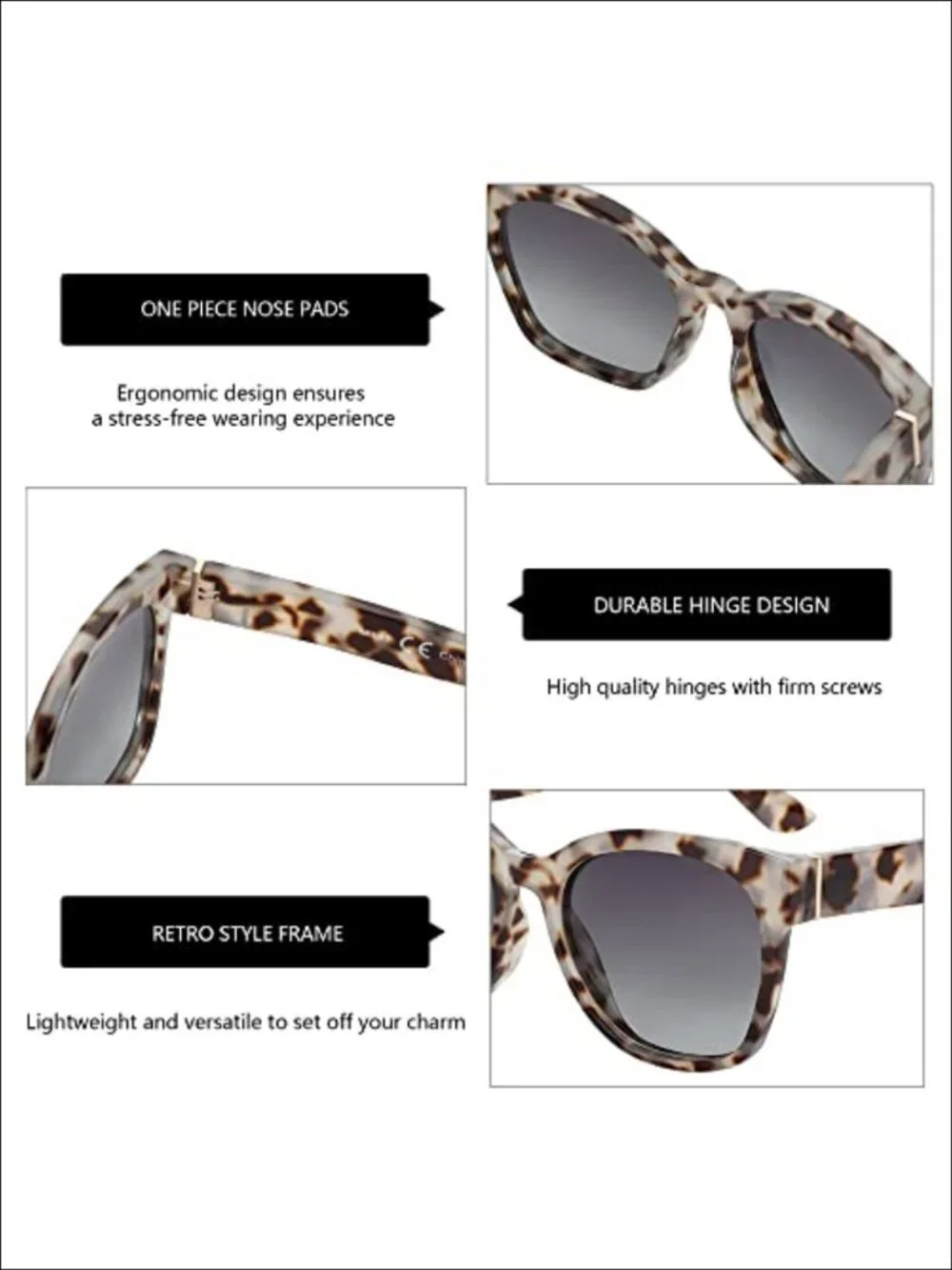 Cat Eye Polarized Sunglasses UV400 Oversized Retro Shield Shades